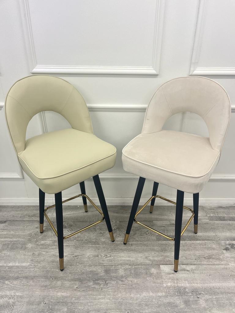Astra Bar Stools - Cream Velvet & Cream Leather Available