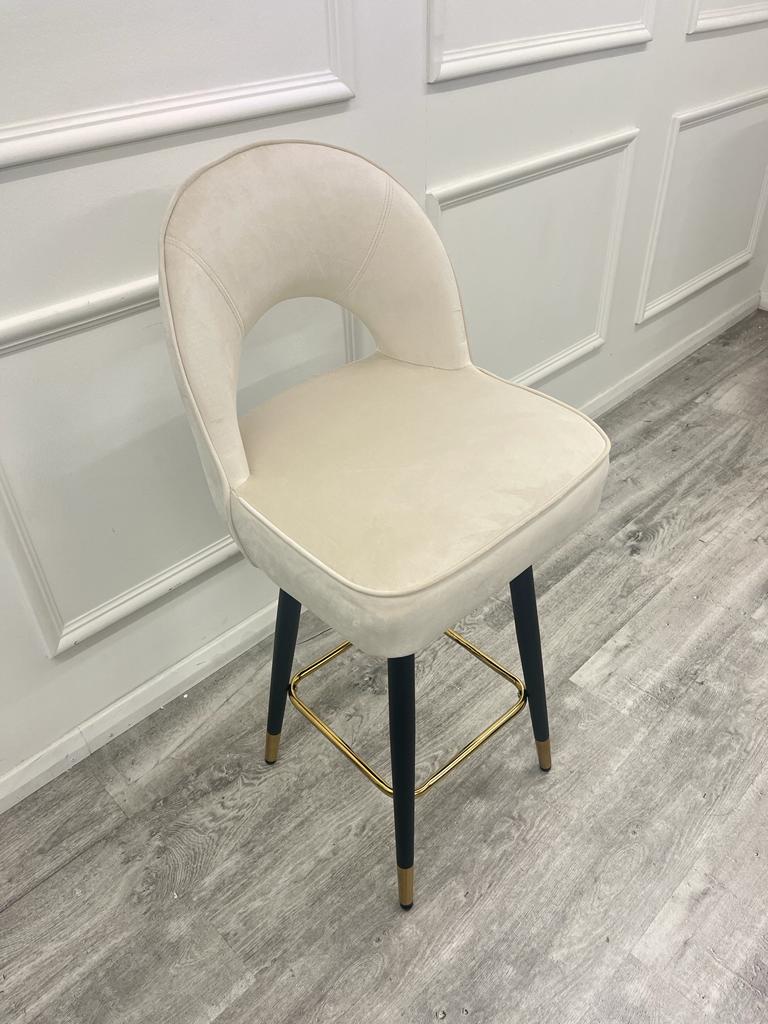 Astra Bar Stools - Cream Velvet & Cream Leather Available
