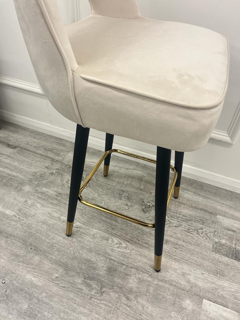 Astra Bar Stools - Cream Velvet & Cream Leather Available