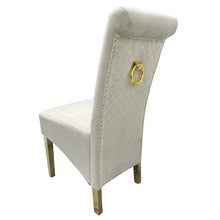 Load image into Gallery viewer, Luxury G-Lucy Chair (Ring Knocker/Gold Legs) - Available in Dark Grey, Cream or Black Plush
