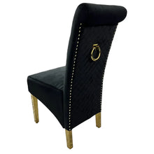 Load image into Gallery viewer, Luxury G-Lucy Chair (Ring Knocker/Gold Legs) - Available in Dark Grey, Cream or Black Plush
