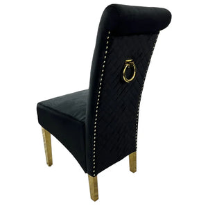 Luxury G-Lucy Chair (Ring Knocker/Gold Legs) - Available in Dark Grey, Cream or Black Plush