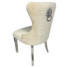 Load image into Gallery viewer, Mayfair Velvet Chair (Lion Knocker/Chrome Legs) - Available in Dark Grey or Ivory
