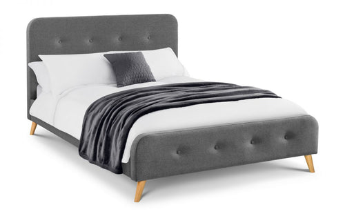 Astrid Curved Retro Grey Fabric Bed - Available in Double and Kingsize