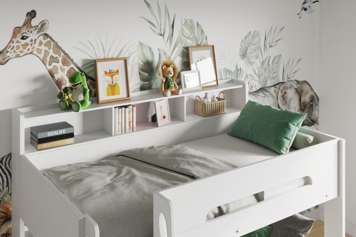 Interstellar Bunk Bed With Shelving - Available in White