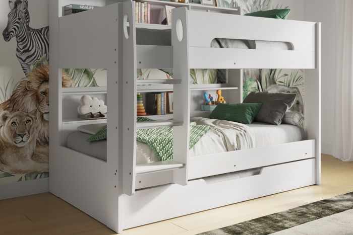 Interstellar Bunk Bed With Shelving - Available in White