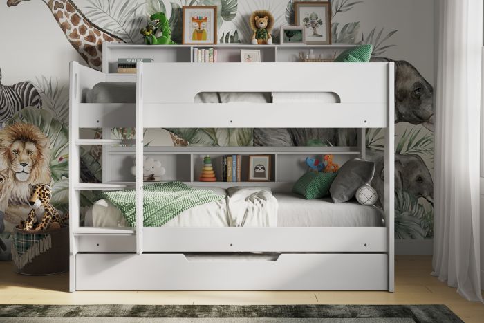Interstellar Bunk Bed With Shelving - Available in White
