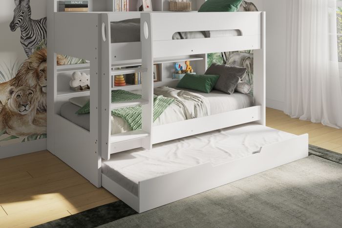Interstellar Bunk Bed With Shelving - Available in White