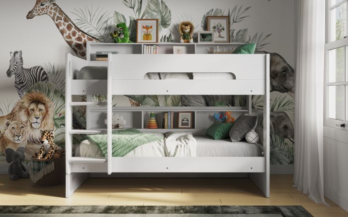 Interstellar Bunk Bed With Shelving - Available in White