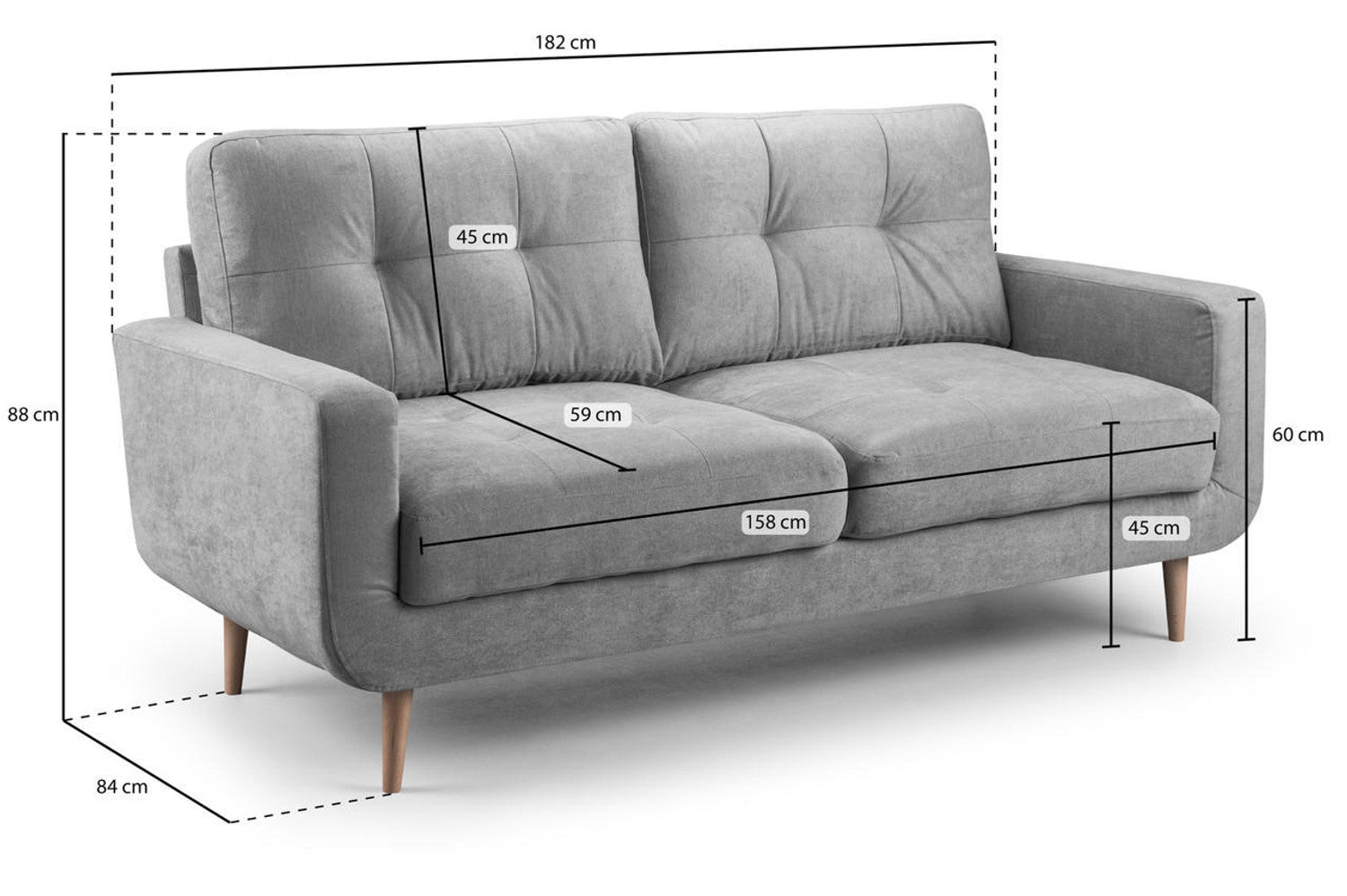 Aurora Sofa -  Grey Fabric - Available in Corner, 3+2 & Armcahir