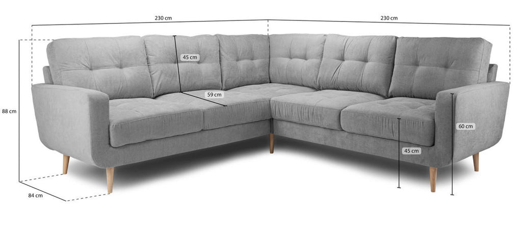 Aurora Sofa -  Grey Fabric - Available in Corner, 3+2 & Armcahir
