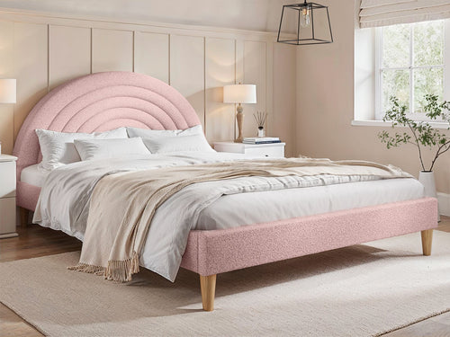 Ava Boucle Fabric Bed - Available in Double - Mattress Options