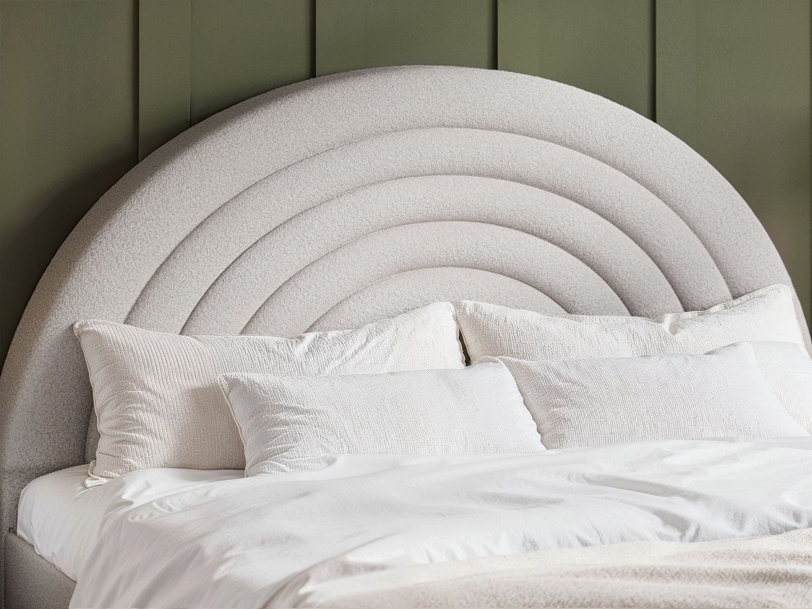 Ava Boucle Fabric Bed - Available in Double - Mattress Options