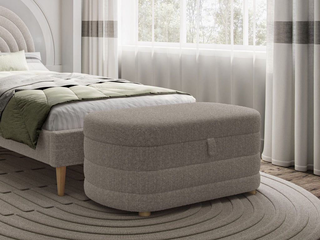 Ava Boucle Fabric Bed - Available in Double - Mattress Options