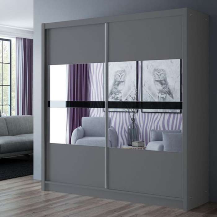 IMUTAB Wardrobe - White or Graphite With Mirror - Available in 203cm or 250cm