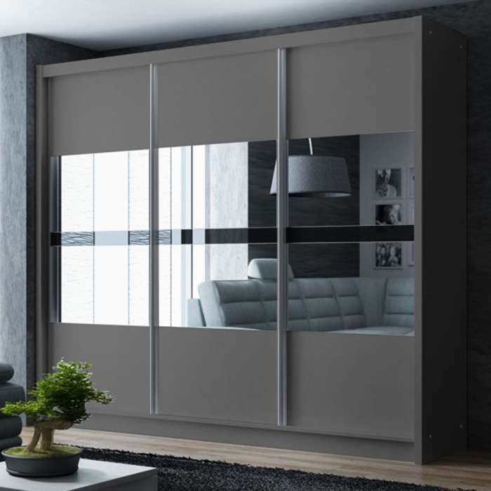 IMUTAB Wardrobe - White or Graphite With Mirror - Available in 203cm or 250cm