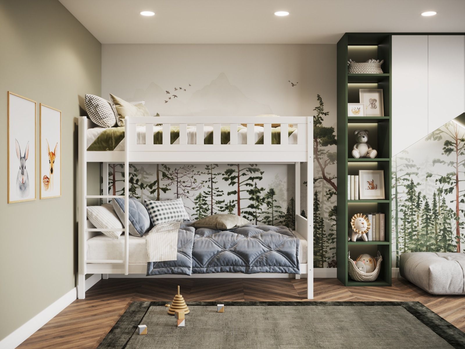 Beaumont Wooden Bunk Bed Single - Available in Grey or White