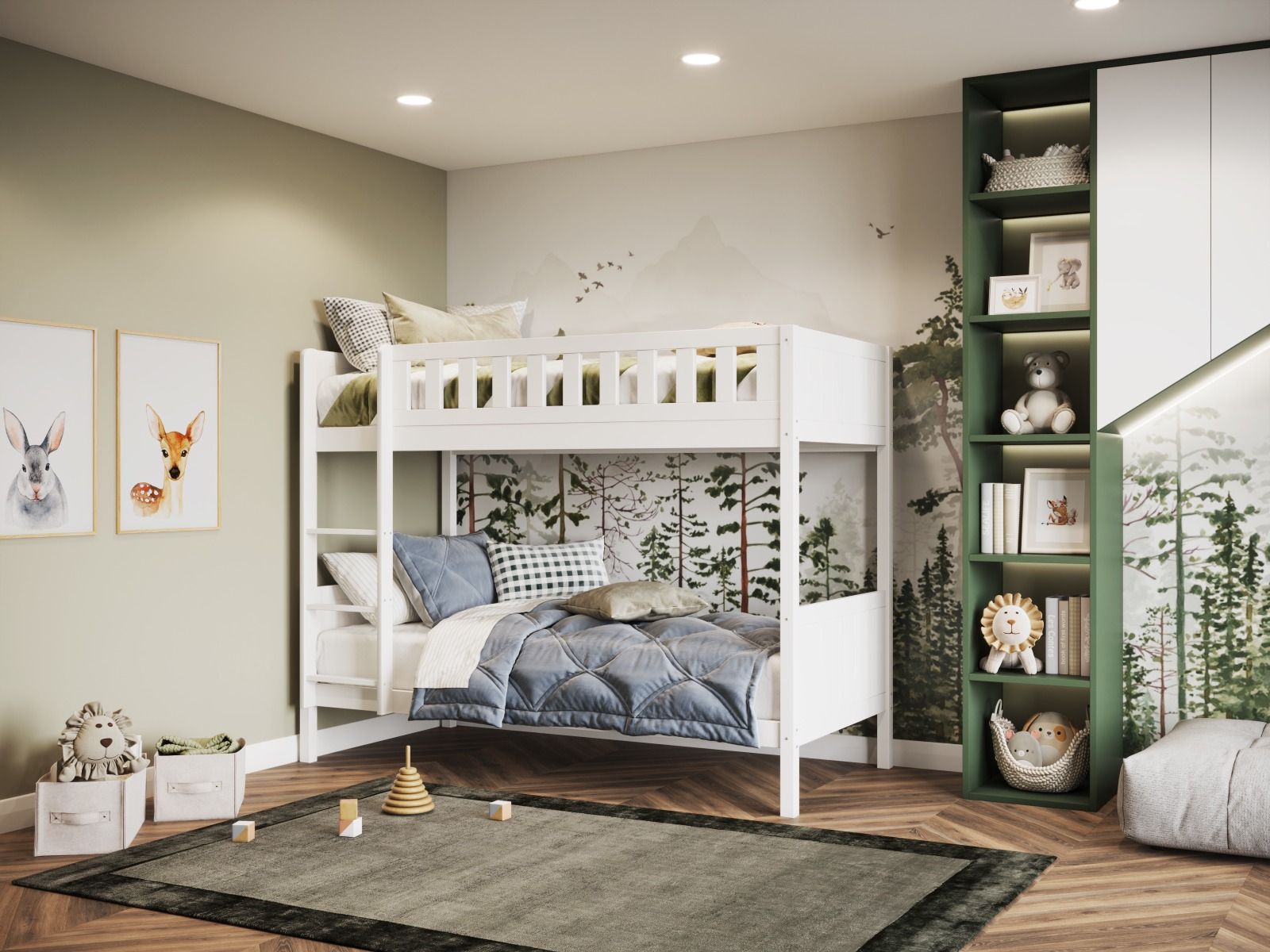 Beaumont Wooden Bunk Bed Single - Available in Grey or White