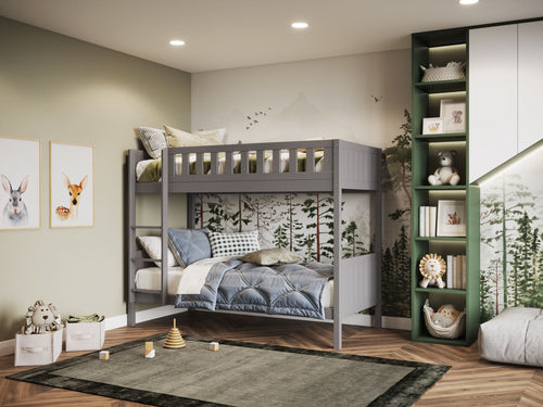Beaumont Wooden Bunk Bed Single - Available in Grey or White