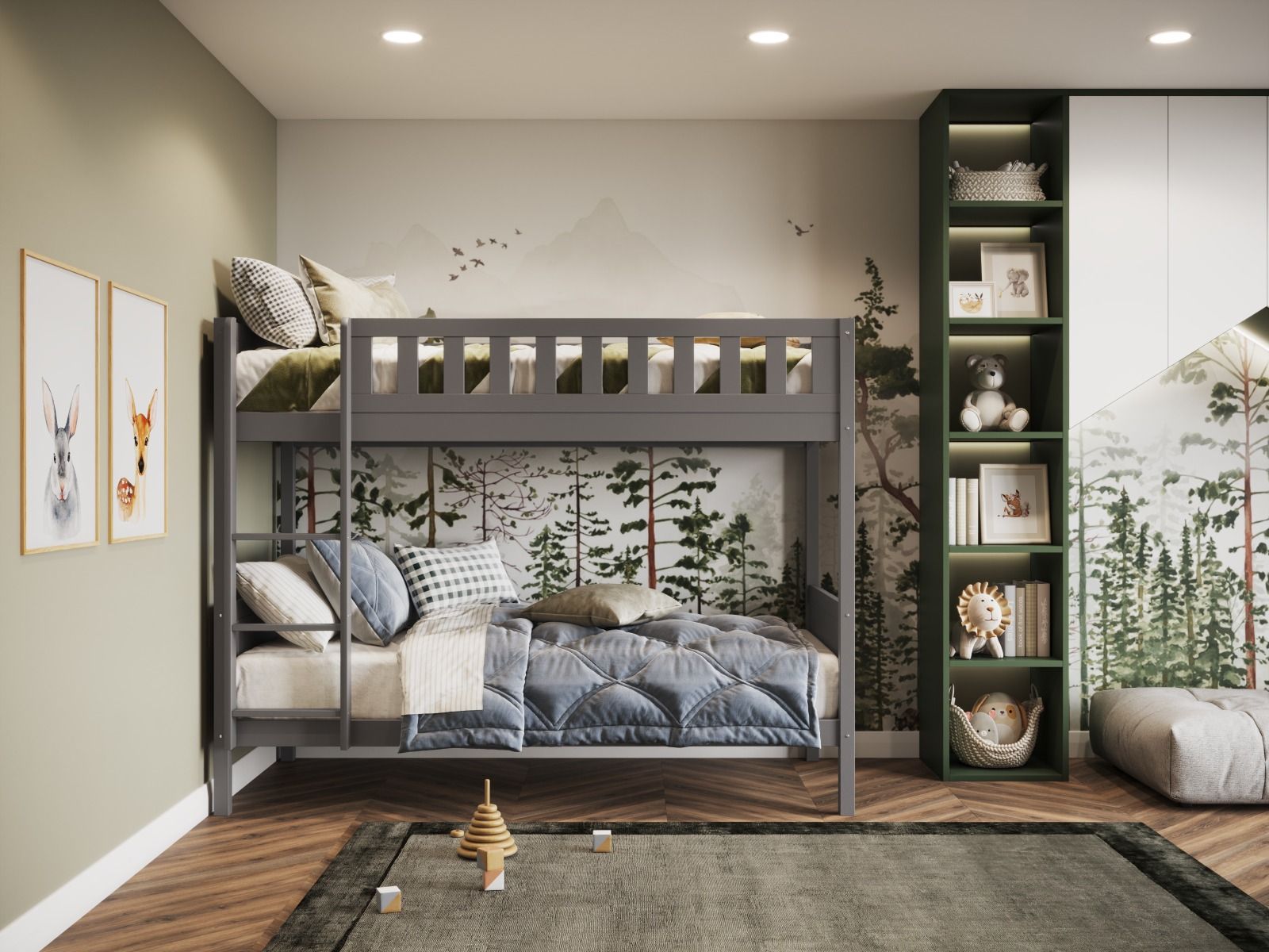 Beaumont Wooden Bunk Bed Single - Available in Grey or White