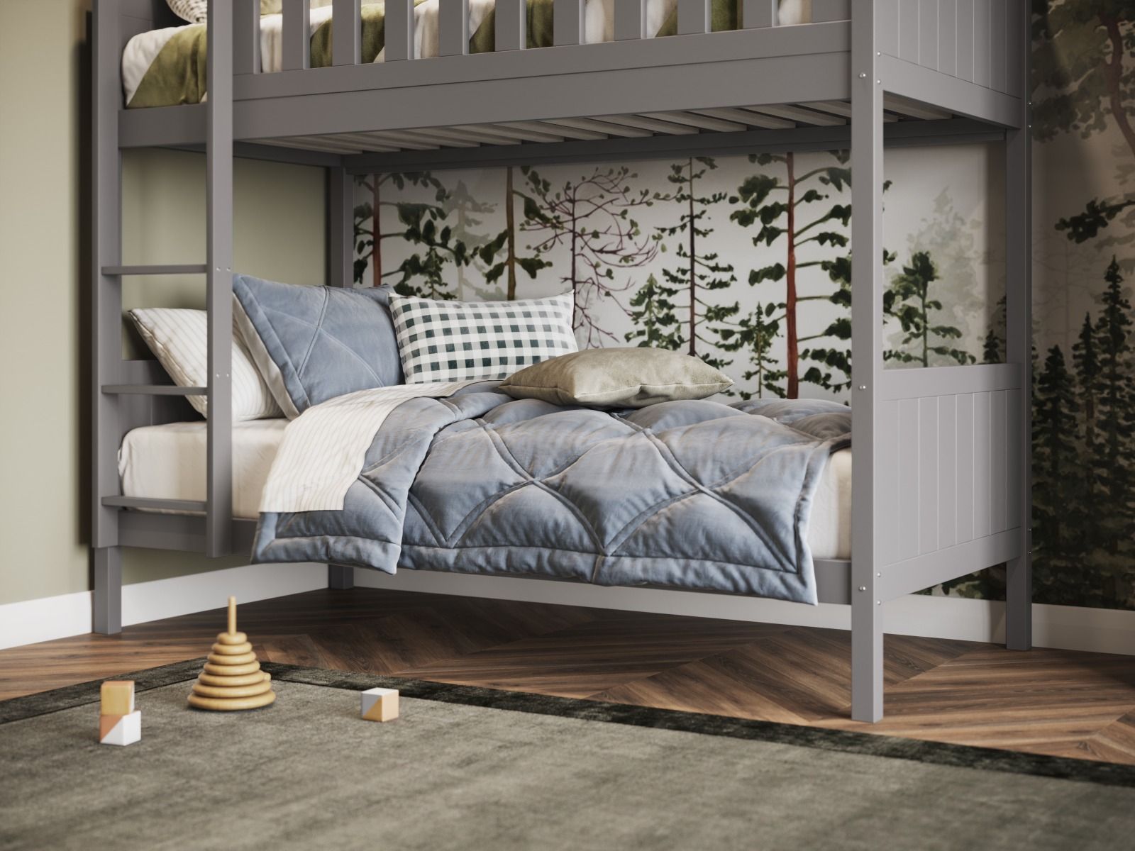 Beaumont Wooden Bunk Bed Single - Available in Grey or White