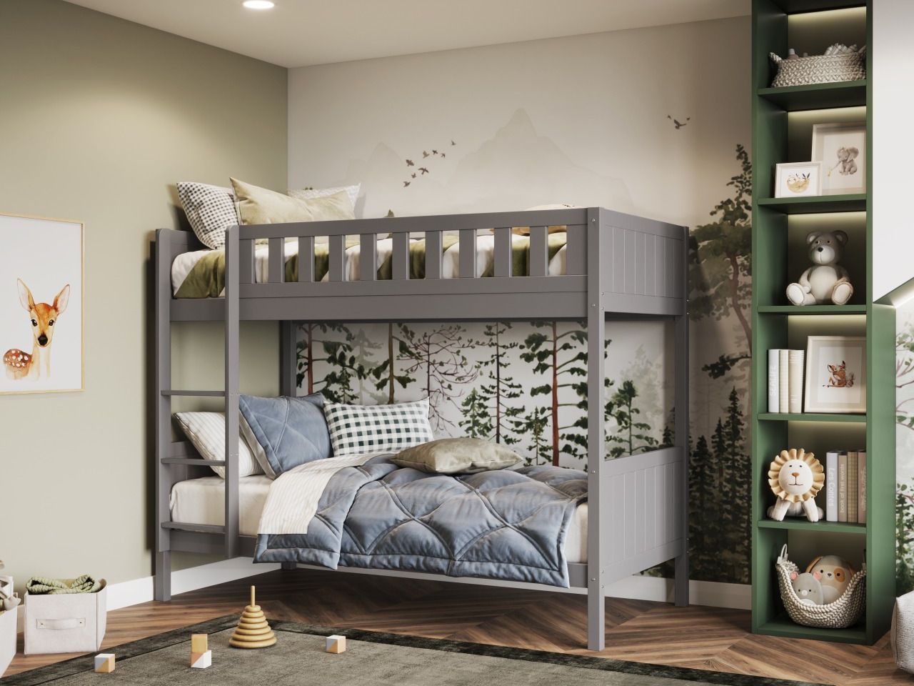 Beaumont Wooden Bunk Bed Single - Available in Grey or White