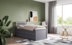 Stylish Montana guest Bed With Drawers - Available in Grey or White - Trundle Mattress Option