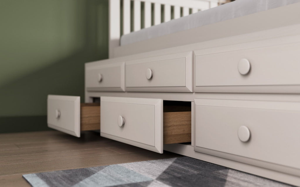 Stylish Montana guest Bed With Drawers - Available in Grey or White - Trundle Mattress Option