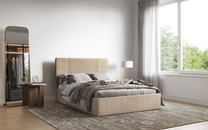 Silver or Mink Sonar Velvet Ottoman Bed - Available in Double Or KingSize