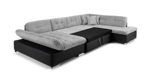 Bergen U Shaped SofaBed - Colours Grey or Black & Grey - Available in LHF/RHF U Corner