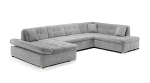 Bergen U Shaped SofaBed - Colours Grey or Black & Grey - Available in LHF/RHF U Corner