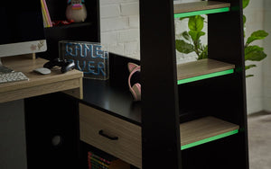 Kids Blaze Gaming Highsleeper - Available in All White or Black And Pale Wood - Optional Mattress