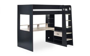 Kids Blaze Gaming Highsleeper - Available in All White or Black And Pale Wood - Optional Mattress