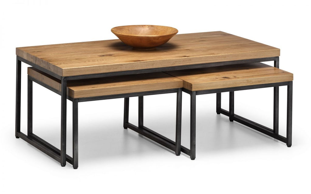 Brooklyn Nesting Coffee Tables - Dark Oak or Oak - 60cm D x 120cm W x 44.5cm H