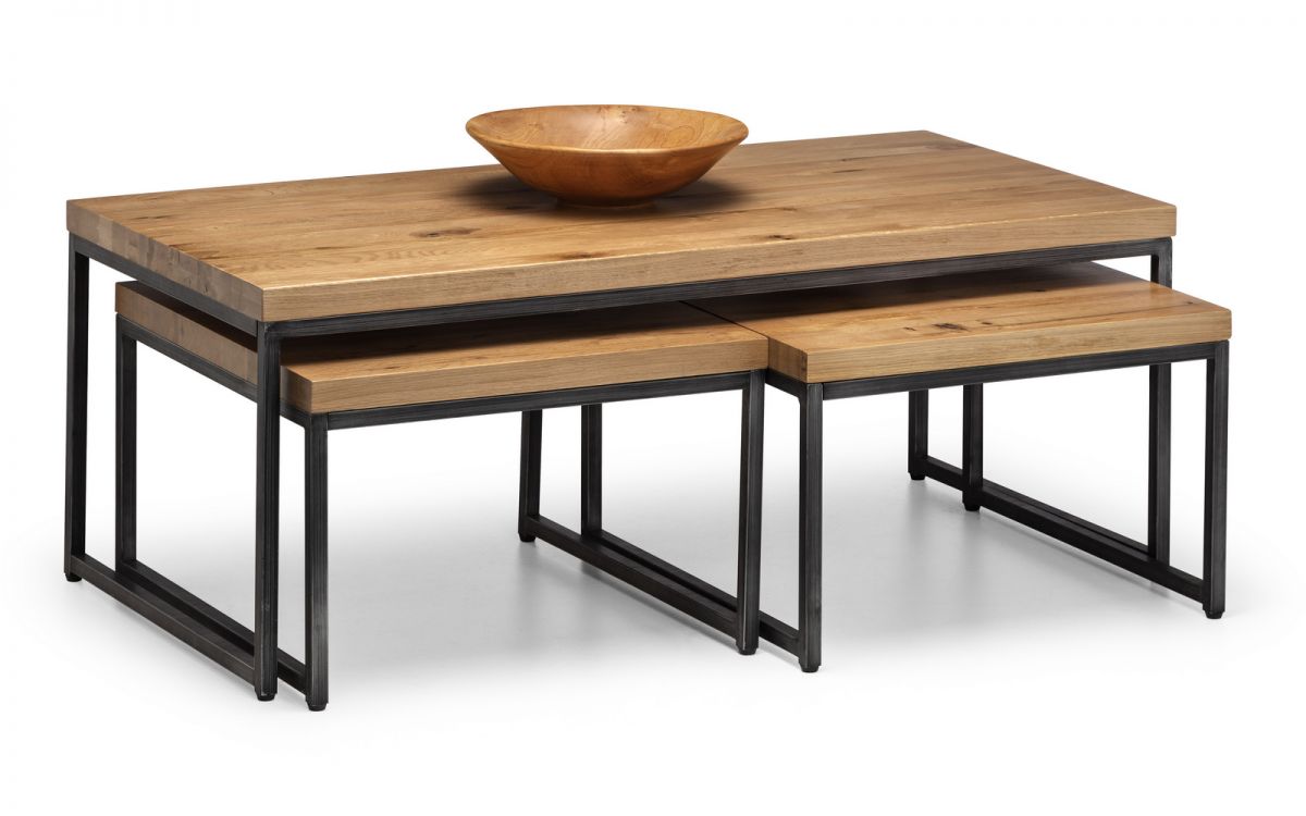 Brooklyn Nesting Coffee Tables - Dark Oak or Oak - 60cm D x 120cm W x 44.5cm H