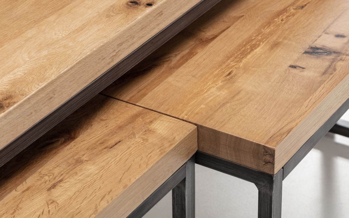 Brooklyn Nesting Coffee Tables - Dark Oak or Oak - 60cm D x 120cm W x 44.5cm H