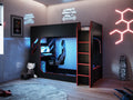 Recoil Shuttle LED Gaming Bed High Sleeper Single - Available in Black & Red or White