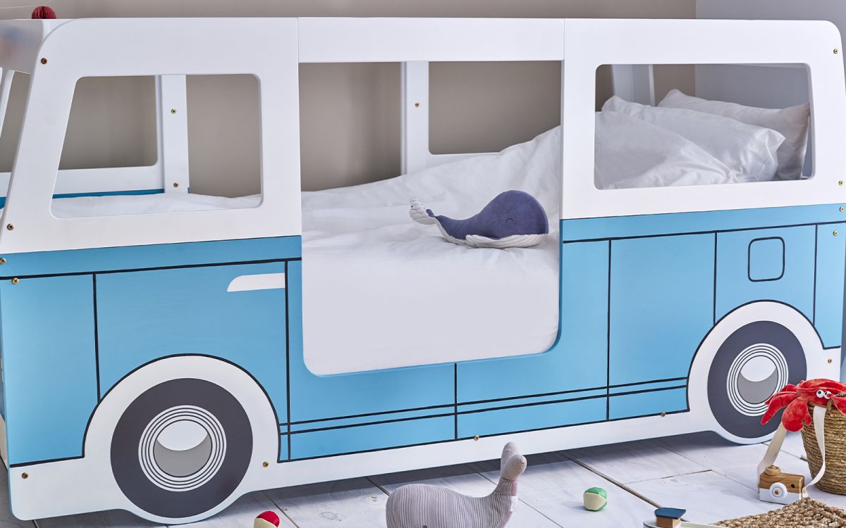 Kids Campervan Bed - Light Blue - Optional Mattress