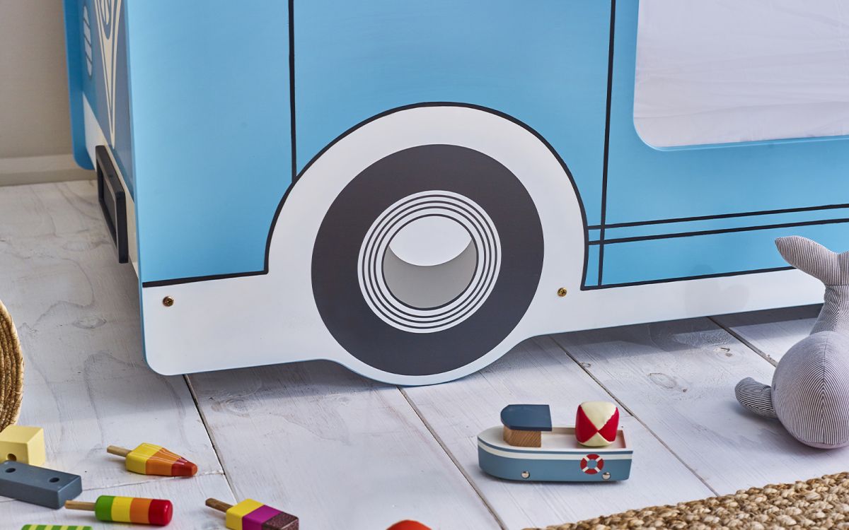 Kids Campervan Bed - Light Blue - Optional Mattress