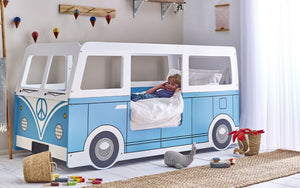 Kids Campervan Bed - Light Blue - Optional Mattress