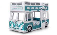 Load image into Gallery viewer, Kids Campervan Bunk Bed - Vintage Green and White - Optional Mattress
