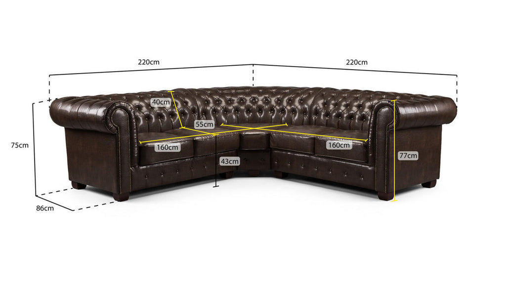Chesterfield Sofa - Available in Corner or 3+2 - Colour options Oxblood Red, Black or Antique Brown
