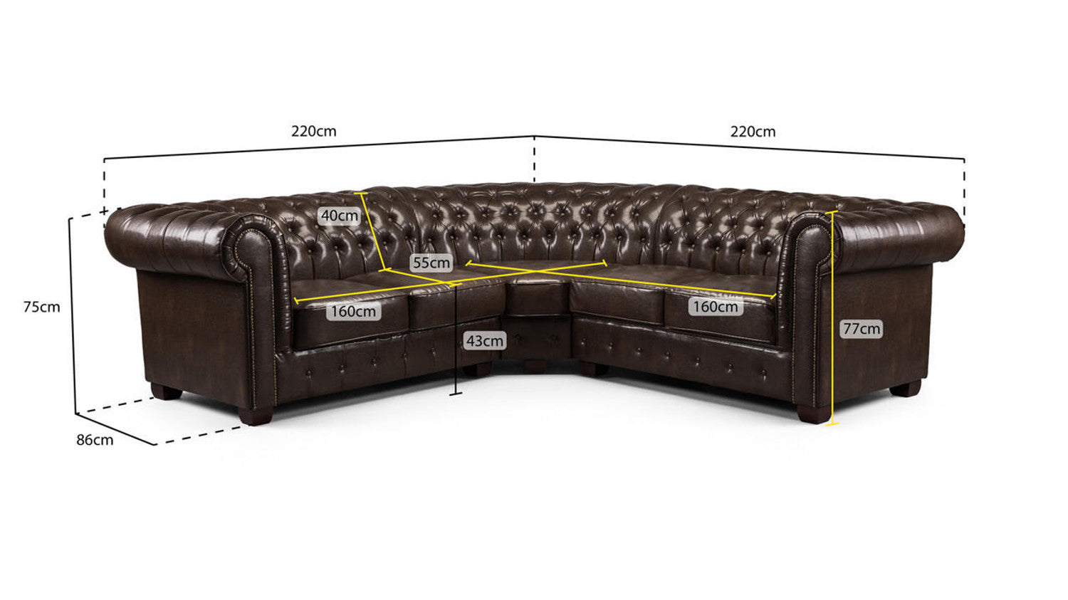 Chesterfield Sofa - Available in Corner or 3+2 - Colour options Oxblood Red, Black or Antique Brown