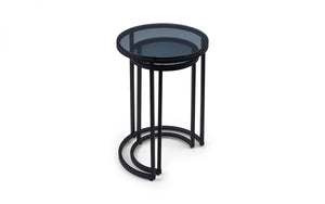 Chicago Round Nesting Side Tables - Smoked Glass - 40cm D x 40cm W x 55cm H