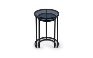 Chicago Round Nesting Side Tables - Smoked Glass - 40cm D x 40cm W x 55cm H