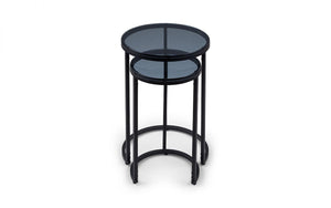 Chicago Round Nesting Side Tables - Smoked Glass - 40cm D x 40cm W x 55cm H