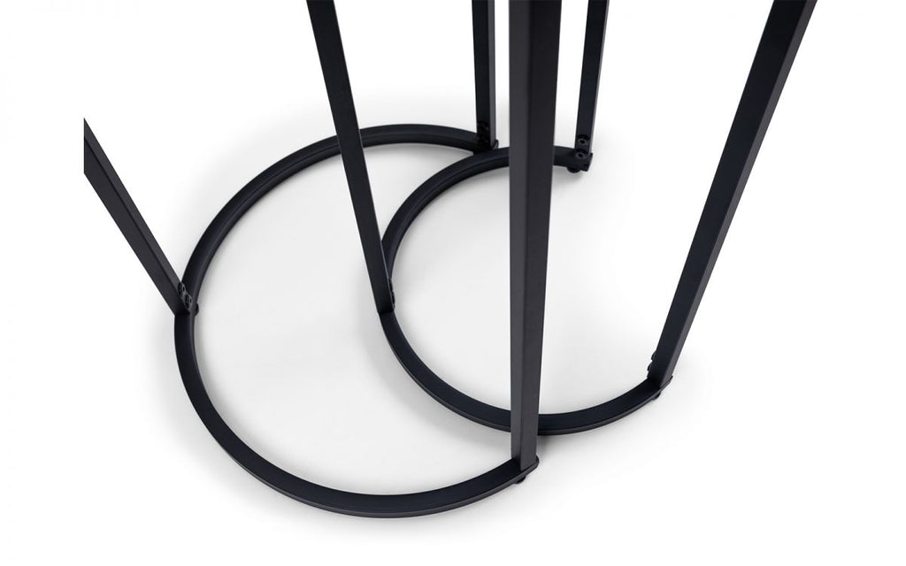 Chicago Round Nesting Side Tables - Smoked Glass - 40cm D x 40cm W x 55cm H
