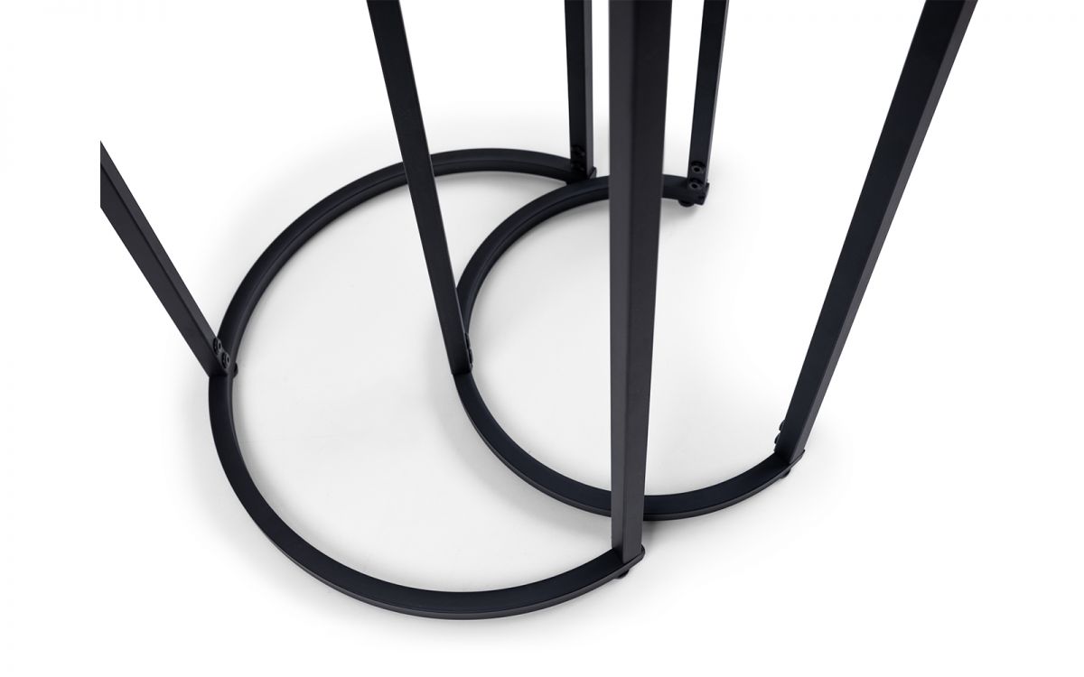 Chicago Round Nesting Side Tables - Smoked Glass - 40cm D x 40cm W x 55cm H