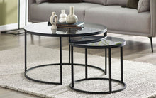 Load image into Gallery viewer, Chicago Round Nesting Coffee Tables - Smoked Glass - 80cm D x 80cm W x 50cm H
