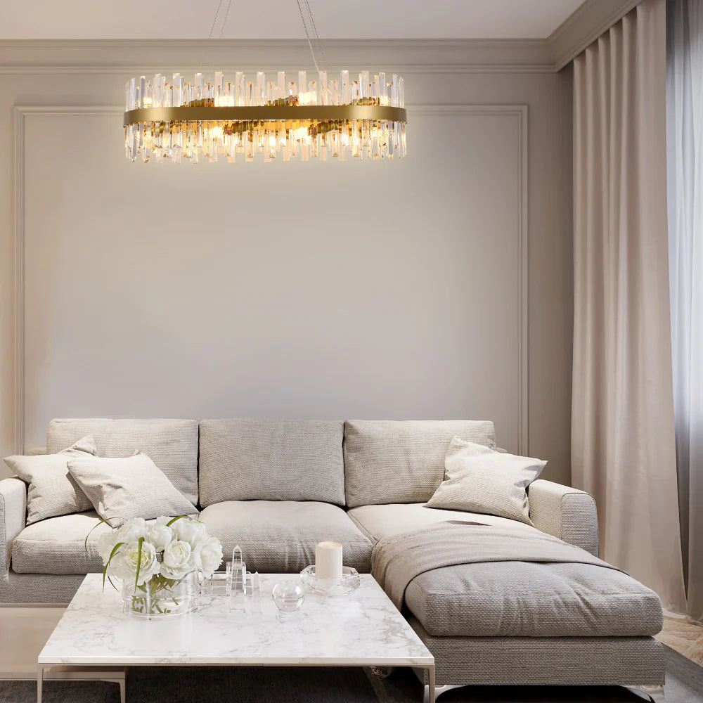 Saturn Crystal Gold Metal Chandelier Ceiling Light E14 - Available in 4 Sizes